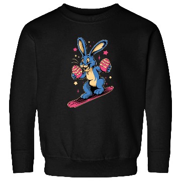 Discover Easter Bunny on a snowboard with Easter eggs Sweatshirts