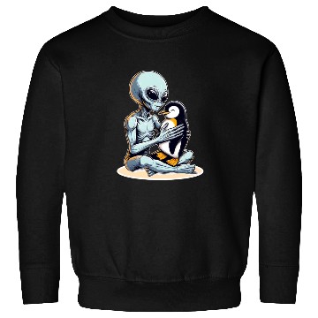 Discover Alien Embracing Penguin Sweatshirts
