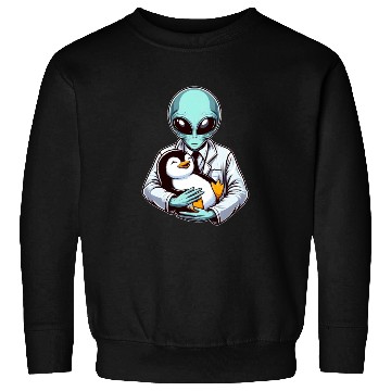 Discover Alien Embracing Penguin Sweatshirts