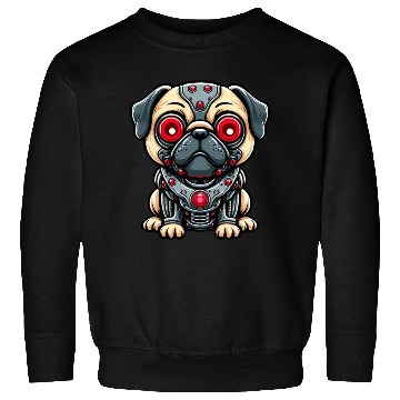Discover Cyborg Pug with Red Eyes Sweatshirts