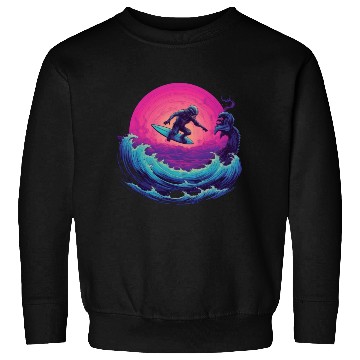 Discover Dangerous Planet Surfing, Alien Creature Encounter Sweatshirts