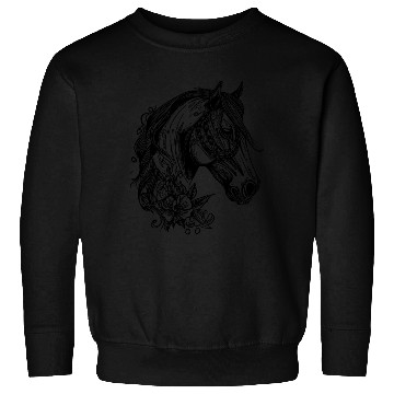 Discover Flower Tattoo Horse Portrait Style Sweatshirts