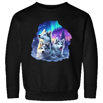 Discover Husky family at night Sweatshirts