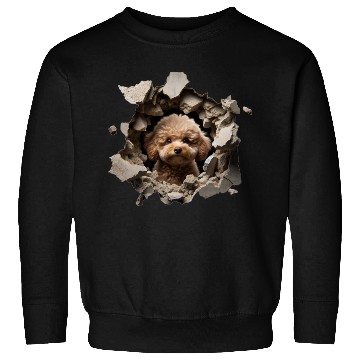 Discover Toy Poodle Peeking Through a Hole Sweatshirts