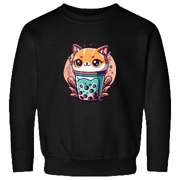 Discover Anime Cat Bubble Tea Sweatshirts