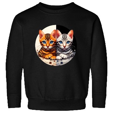 Discover Bengal Kittens Black White Background Sweatshirts