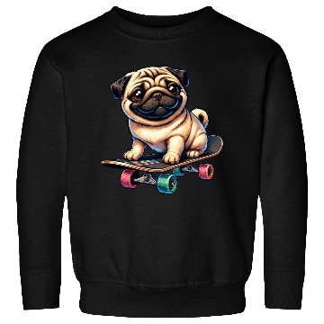 Discover Skateboarding Pug, Dog Skateboarder Sweatshirts