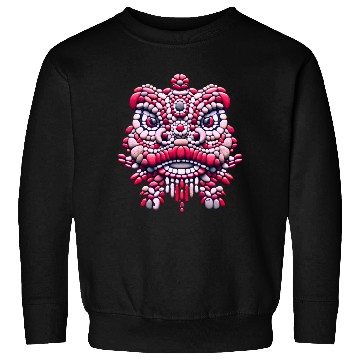 Discover Chinese New Year - Pink Peony Lion Dance Mask Sweatshirts