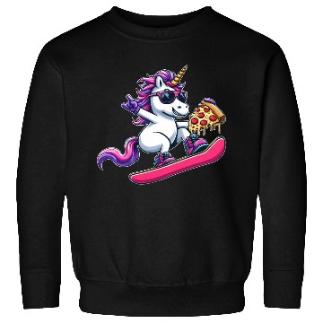 Discover Unicorn Snowboarder Pizza Cool Sweatshirts