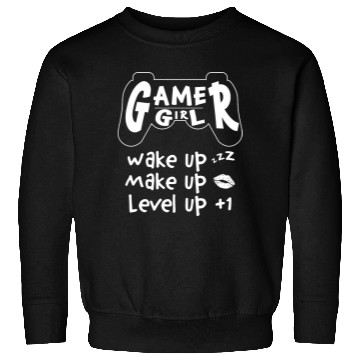 Discover Gamer Girl Wake Up Make Up Level Up Sweatshirts
