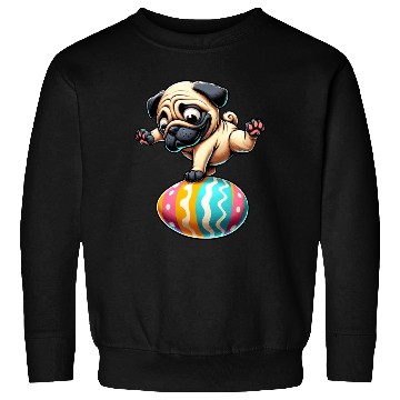 Discover Easter Pug Breakdancing, Egg Balancing Sweatshirts