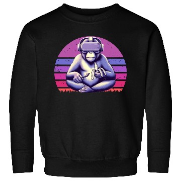 Discover Virtual Zen: Retro Aesthetic Gamer Gorilla Sweatshirts