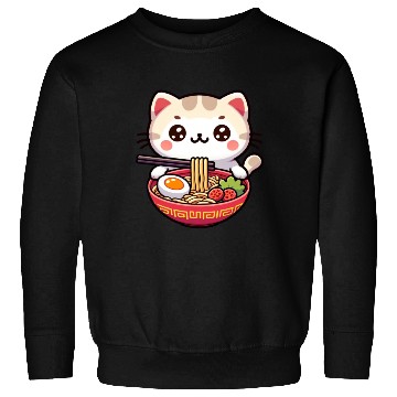 Discover Cute Cat Eating Ramen Sweatshirts