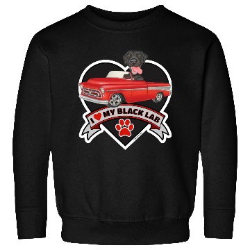 Discover Cute black lab in classic truck inside a heart Sweatshirts