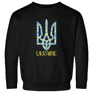 Discover Ukraine trident in Ukrainian flag colors Sweatshirts