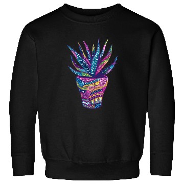 Discover Psychedelic Aloe Vera Succulent Plant Garden Sweatshirts