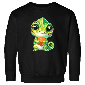 Discover Chameleon Holding 20-sided Dice Sweatshirts