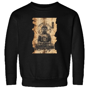 Discover Vintage Papyrus Scroll Japanese Silhouette Buddha Sweatshirts