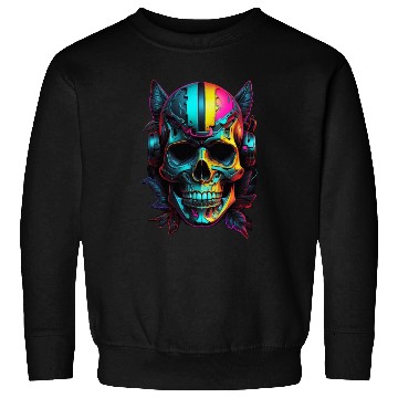 Discover Black and Neon Skull Graphic Sweatshirts - Edgy Goth