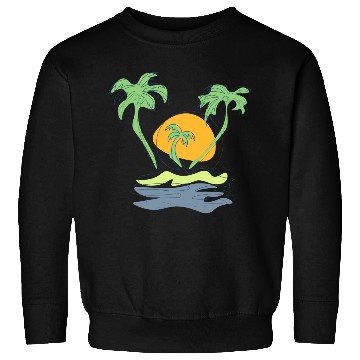 Discover Outline beach scenery with palm trees island Sweatshirts