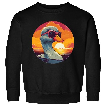 Discover Cool Duck Sunglasses Water Sunset Swimming Sweatshirts