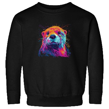 Discover Watercolor Colorful Otter Colorful Animals Sweatshirts