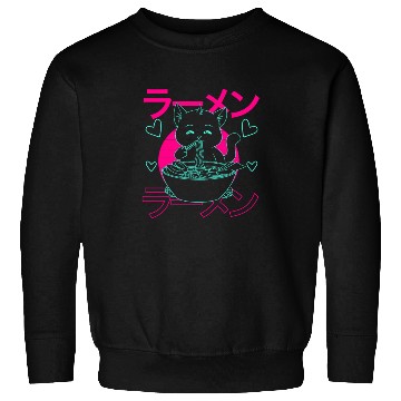 Discover Aesthetic Anime Ramen Cat Retro Japanese Sweatshirts