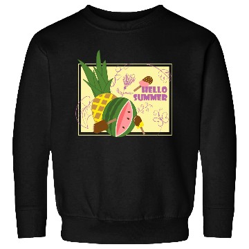 Discover Hello summer fruit ice cream flowers & butterfly Sweatshirts