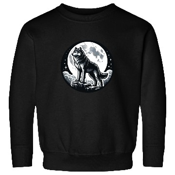 Discover Majestic Moonlit Wolf Illustration Sweatshirts
