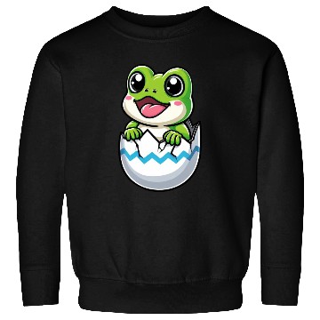 Discover Colorful Easter Egg with Hatching Frog Design Sweatshirts