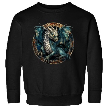 Discover Cerulean Coil: The Stained Glass Dragon Sweatshirts