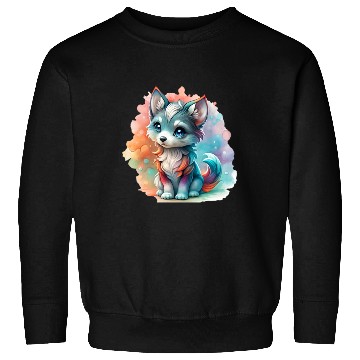 Discover Cute Chibi Grey Wolf For Wolf Lovers Sweatshirts