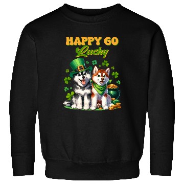 Discover Happy Go Lucky Cute Husky St Patricks Day Sweatshirts