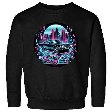 Discover Retro Vintage Car & Cassette Tape Neon Design Sweatshirts