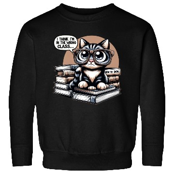 Discover Funny Cat in Oversized Glasses Reading Humor Sweatshirts
