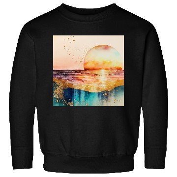 Discover Sunset Beach Watercolor Painting Sweatshirts