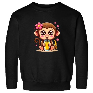 Discover Monkey Sipping Banana Juice Sweatshirts