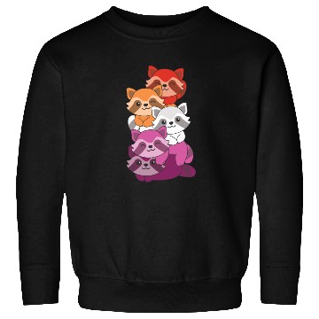 Discover Lesbian Flag Pride Lgbtq Cute Raccoon Sweatshirts