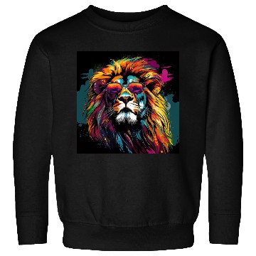 Discover Rainbow Pop Art Lion in Sunglasses Sweatshirts