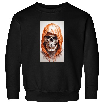 Discover Default A skull in an orange hoodi ultra realistic Sweatshirts