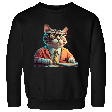 Discover 3D Business Cat Analyzes Charts - Design Sweatshirts