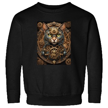 Discover blue steampunk cat AI art Sweatshirts