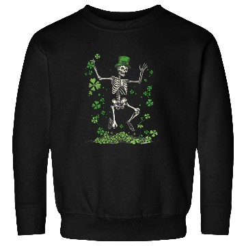 Discover St Patricks Skeleton Dancing With Shamrocks Sweatshirts