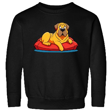 Discover Chilled Mastiff on Plush Cushion Sweatshirts