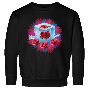 Discover red spring flowers inside crystallized ice Sweatshirts