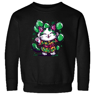 Discover Kawaii St Patricks Day Cat With Balloons Sweatshirts