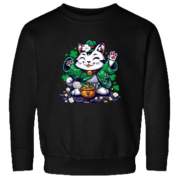 Discover Kawaii St Patricks Day Cat With a Pot Of Gold Sweatshirts