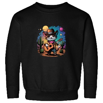 Discover funny cowboy cat with guitar Sweatshirts