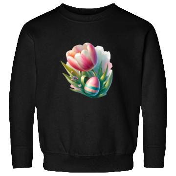 Discover Spring Colorful Tulip With Easter Egg Sweatshirts