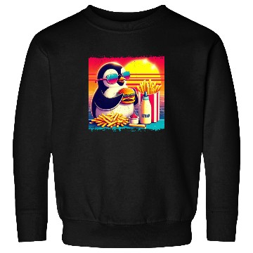Discover Vintage Penguin in Retro Sunset Dining Sweatshirts